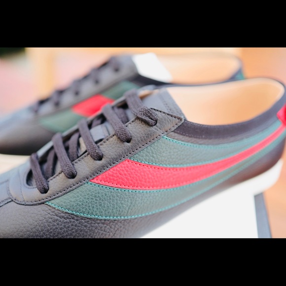 Gucci Men’s Leather Low-top Sneakers with Web - Picture 9 of 9